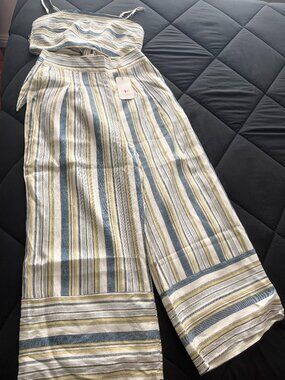 ⚓ Coastal Stripe Wide Leg Crop Pants